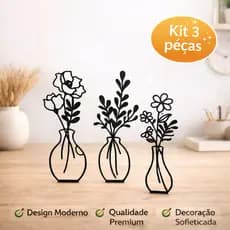 Kit 3 Vasos Decorativos Modernos Minimalistas | Decoração Sofisticada para Casa, Sala e Escritório