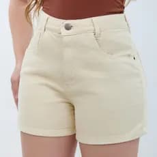 Short Jeans Feminino Off-White Cintura Alta