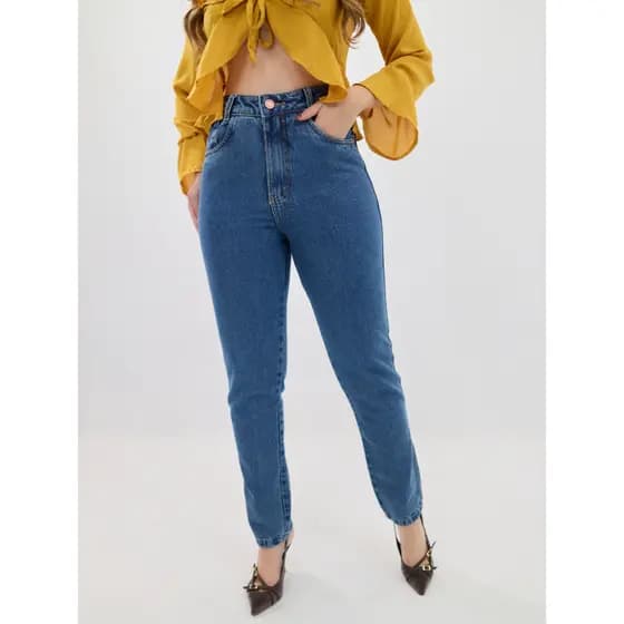 Calça Jeans Mom Feminina Cintura Alta