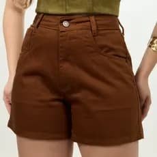 Short Jeans Feminino Cintura Alta - Sevilha Marrom