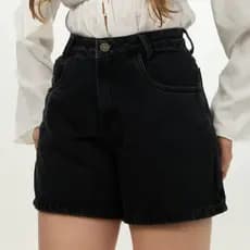 Bermuda Short Jeans Viena Preta
