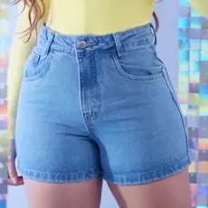 Short Jeans Feminino Cintura Alta - Oslo Azul claro