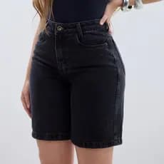 Bermuda Jeans Comprida Preta - Berlim Black