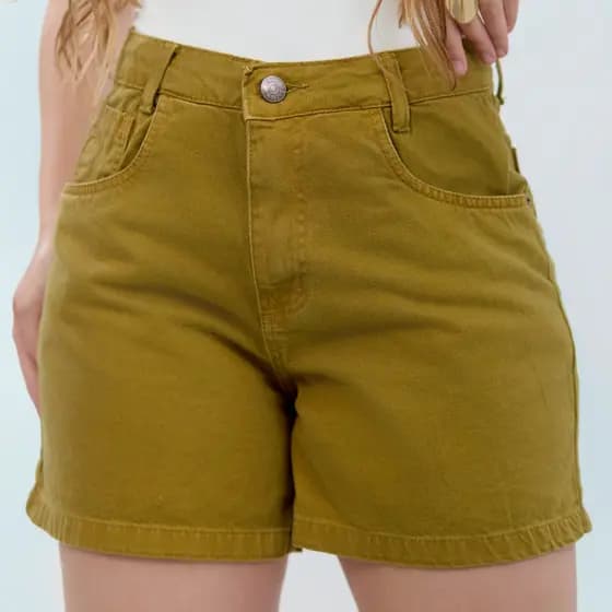 Bermuda Short Cintura Alta Cor Musgo - Viena