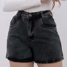 Short Mom Cintura Alta Preto Marmorizado - Varsóvia Black