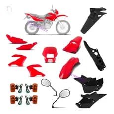 Conjunto Plástico Carenagem Completa Nxr Bros 125 150 Vermelho Clivia 2006 Piscas Retrovisor