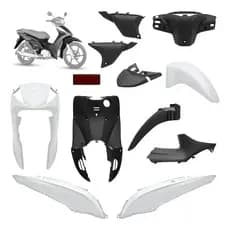 Kit Plástico Carenagem Biz 125 Branco Cargo 2013 2014 Ks Es Ex Bico Paralama Tampa + Peças Injetadas