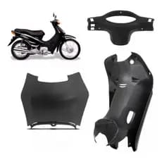 Kit Carenagem Biz 100 Ks 1998 A 2005 Protetor Pernas Tampa Central Capa Painel Preto Modelo Original