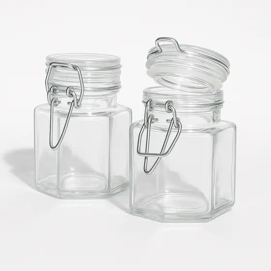 Kit 02 Unidades Pote Hermético Porta Tempero Condimentos Sextavado 90mL