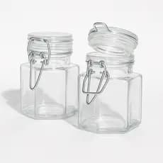 Kit 02 Unidades Pote Hermético Porta Tempero Condimentos Sextavado 90mL