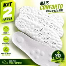 Kit 2 Pares Palmilha Ortopédica Gel Anatômica Confortável Fascite Plantar Esporão Tênis Bota Coturno Sapato Sapatênis