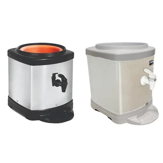 Suporte inox com cuba de cerâmica para galão de 10 e 20 litros