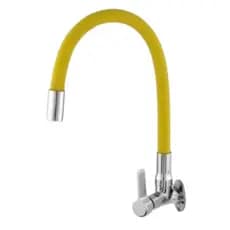 Torneira Bica Móvel Cozinha Parede Cano Flexível Amarelo 2158 C-70 1/4 Volta