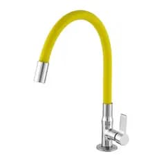 Torneira Cozinha Bica Móvel de Silicone Amarelo 1/4 De Volta