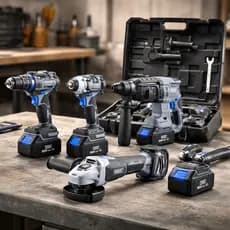 Kit De Ferramentas A Bateria 58v Brushless Com Maleta Profissional Parafusadeira Martelete Impacto