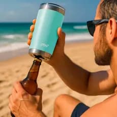Copo Térmico inox com Tampa e Abridor para Cerveja Café Gelado ou Quente 591ml