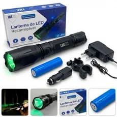 Lanterna Verde para Caça Potente Com Suporte Recarregável 150000 Lumens