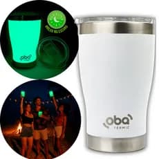 Copo Térmico Que brilha no escuro com Tampa 473ml Branco