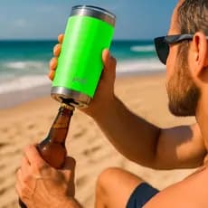 Copo Térmico Verde Neon 591ml com Tampa e Abridor para bebidas quentes e frias