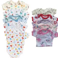Kit Body Bebê 10 Peças Manga Curta Estampas Variadas PMG Confortável Suedine