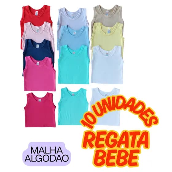 10 Un Camisetinha Para Bebes Em Malha De Algodão Confortável Kit Com 10 Unidades