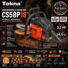 Motosserra Tekna CS58P18 54,5cc 3,3HP Sabre 18 Corrente Oregon