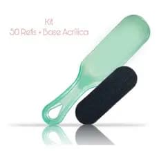 50 Lixas P/ Pés Refil Descartável + 1 Base Suporte Acrílico