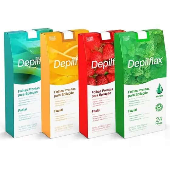 Depilflax Folhas Depilatórias Faciais Prontas C/24 Un Uso Prático Para Rosto