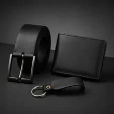 Kit Carteira Masculina + Cinto + Chaveiro Dia dos Pais Presente