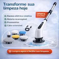 (9 em 1) Escova de Limpeza Elétrica Rotativa EsfregãoEscova de Limpeza Elétrica Rotativa 9 em 1 Sem Fio Cabo Extensível