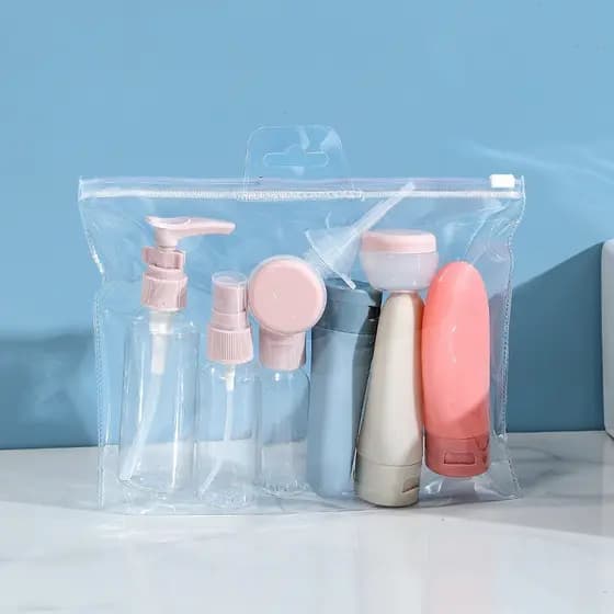 Kit 8 Travel Eleven-Piece Set Frasco Cosmético Frasco Plástico Loção Frasco Toner Frasco Spray Shampoo Frasco
