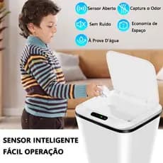 Lixeira Inteligente com Tampa de Abertura Automática por Sensor de Movimento 16L Com Carregador