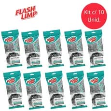 Kit com 5/10 Esponjas de Aço 2 Peças Limpeza Pesada Multiuso – Flash Limp