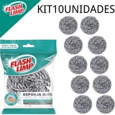 Top Center Online KIT COM 10 ESPONJAS LIMPEZA PESADA INOX Cod.EA1409/10 - FLASH LIMP