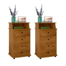 Kit Mesa de Cabeceira 4 Gavetas Quarto Luxo II EJ moveis