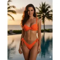 Biquini Meia Taça Retro Canelado Texturizado Com Bojo Aro Calcinha Fio Duplo Semi Fio Conjunto Moda Praia Lançamento