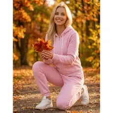Conjunto Moletom Feminino Com Capuz E Zíper Agasalho De Frio Premium Calça E Blusa Casual Tendência Outono Inverno