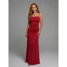 Vestido Festa Longo Drapeado Elegante Madrinha Casamento Formatura Convidada Alça Fina Jantar Romântico Moda Feminino