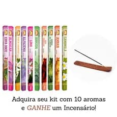 Kit 10 Incensos Massala Indiano Premium + Incensário | Aromas Variados para Meditação e Relaxar