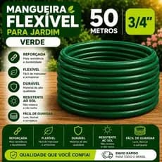 Mangueira 50 metros verde para jardim quintal irrigação trançada 3/4 não dobra resistente
