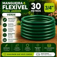 Mangueira 30 metros trançada 3/4 verde para jardim reforçada anti dobra irrigação
