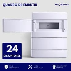 Quadro Caixa para 24 Disjuntores distribuição elétrica energia Din Embutir Branco