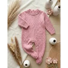 Macacão Bebe Em Tricô Menina Premium