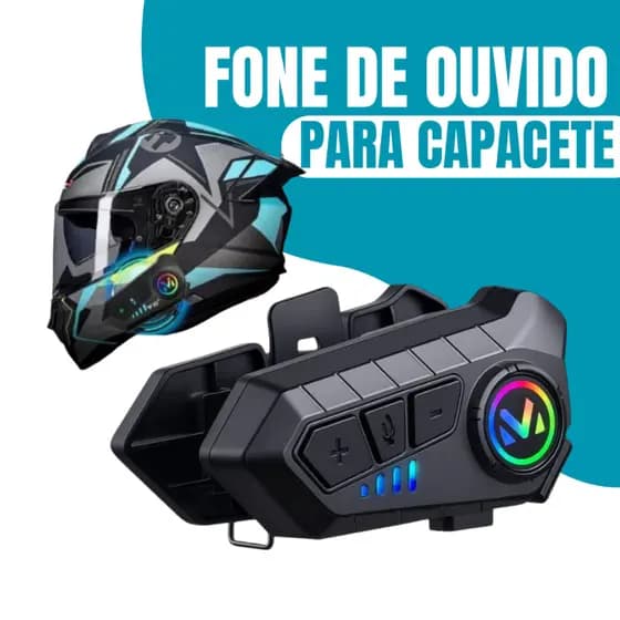 Fone Capacete V10 de Ouvido Moto Bluetooth Intercomunicador | Controle de Voz e Resistente à Água
