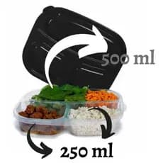 Marmita Fitness 3 em 1 Divisórias Plástico BPA Free - Pote para Marmita Micro-ondas e Freezer