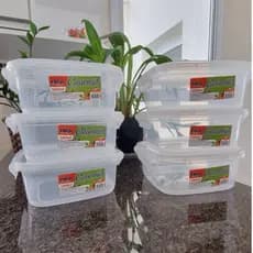 KIT COM 6 Potes Marmitas Quadrada Fitness 1500ml com Trava Grande