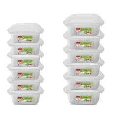 KIT COM 12 PÇS 850ML + 400ML Marmita Fitness Freezer E Microondas Potes Plásticos com Trava Grande