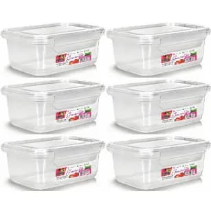 Kit com 6 Marmitas Fitness 1400ml Freezer E Microondas Potes Plásticos com Trava Grande