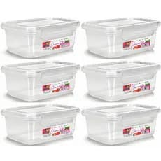 Kit com 6 Marmitas Fitness 1400ml Freezer E Microondas Potes Plásticos com Trava Grande