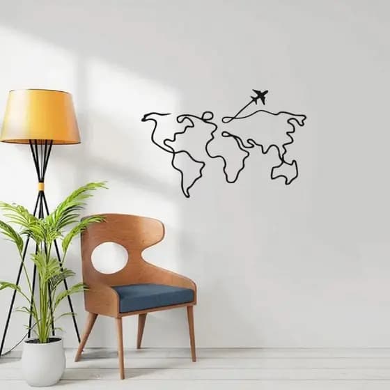 Painel Mapa Mundi Decorativo Para Parede Mdf